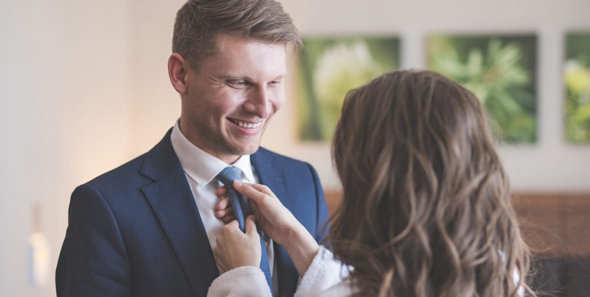 Wife and husband before going to work